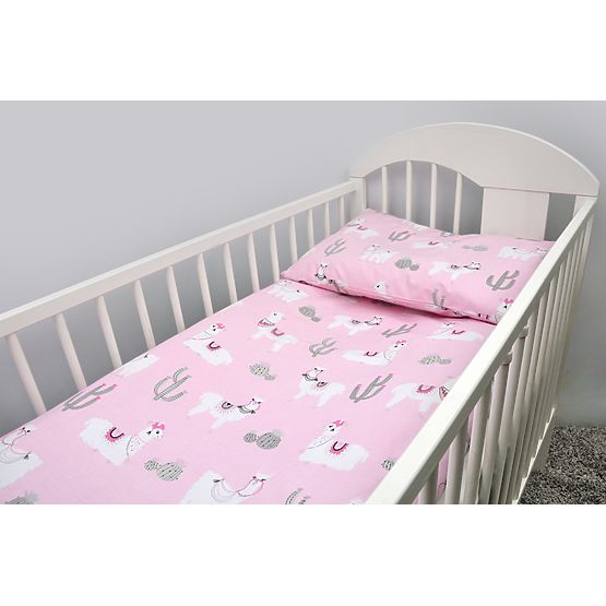 set lenjerie la cribs 120x90 cm lama - roz