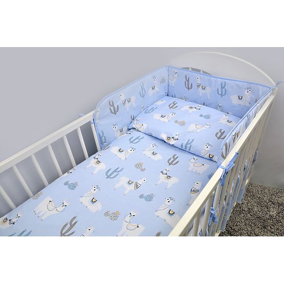 set lenjerie la cribs 135x100 cm lama - albastru