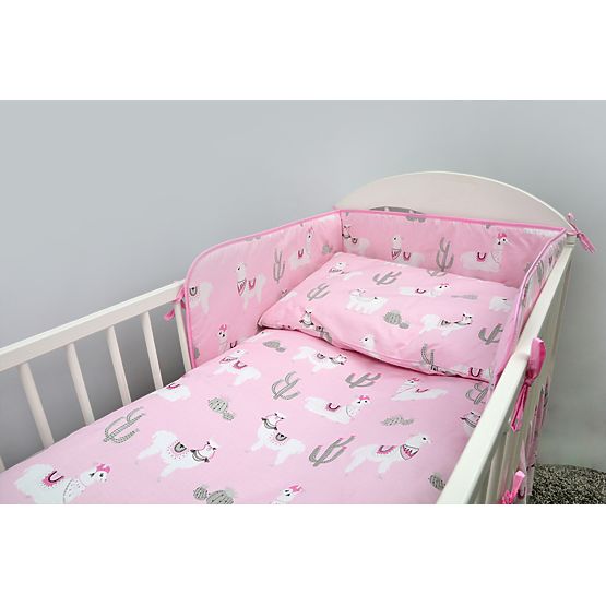 set lenjerie la cribs 135x100 cm lama - roz