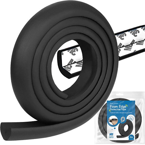SIPO Banda de protectie pentru margini mobila, neagra - 1 buc