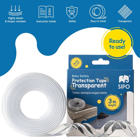 SIPO Bandă de protecție pentru marginile mobilierului, transparentă - 1 buc