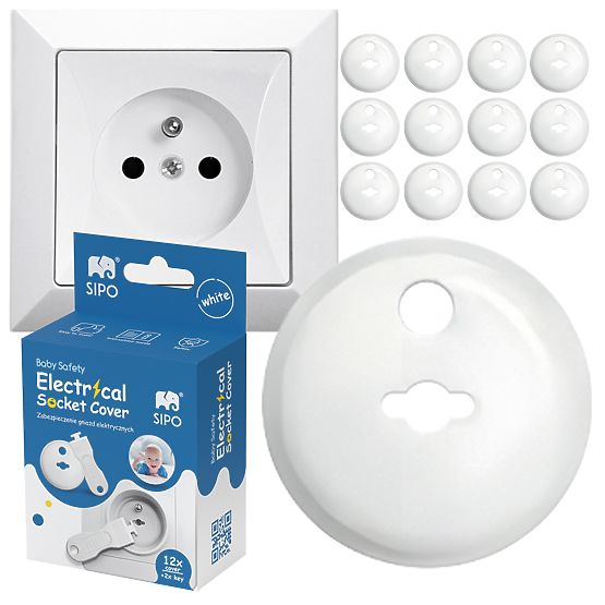 SIPO Huse de protectie pentru prize electrice, albe - 12 buc
