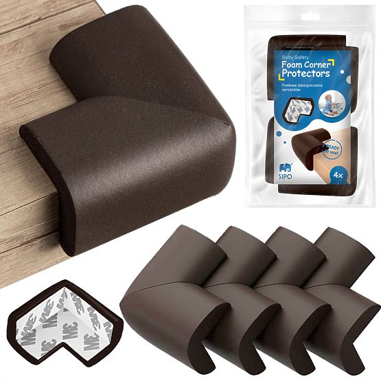 SIPO Protectie cu spuma pentru colturi de mobila, negru - 4 buc