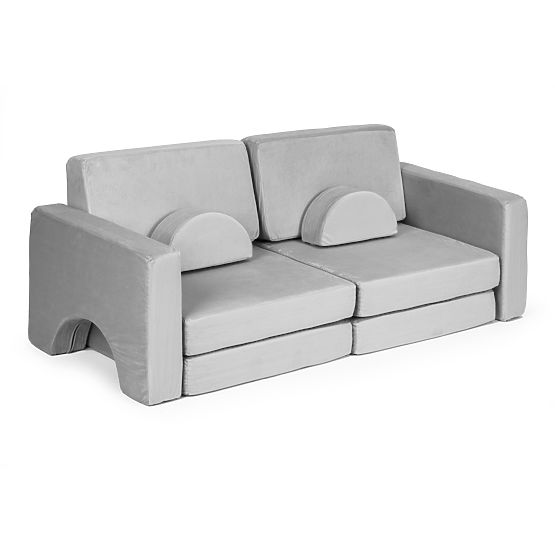 Canapea modulară pliabilă pentru copii mare cu 2 locuri DIY 10 perne moi - gri ECOTOYS
