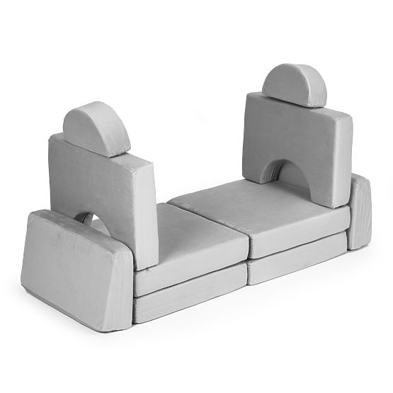 Canapea modulară pliabilă pentru copii mare cu 2 locuri DIY 10 perne moi - gri ECOTOYS