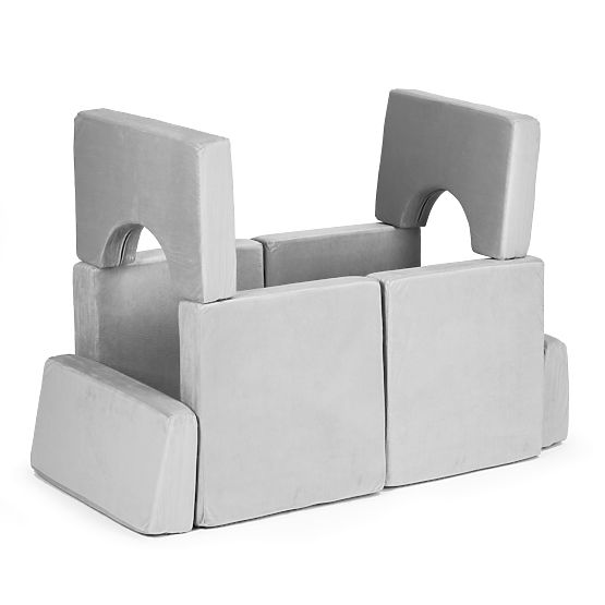 Canapea modulară pliabilă pentru copii mare cu 2 locuri DIY 10 perne moi - gri ECOTOYS
