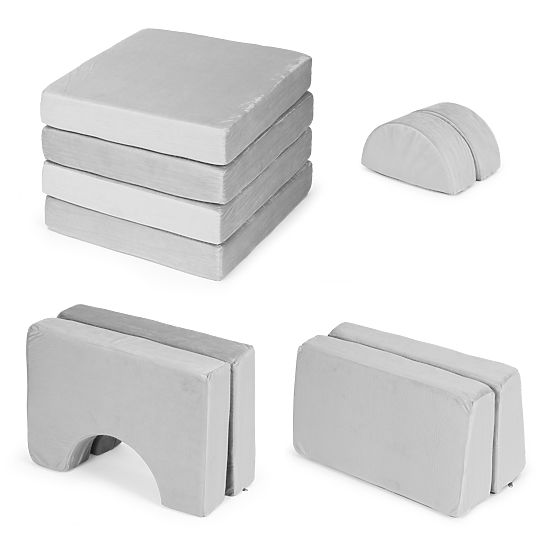 Canapea modulară pliabilă pentru copii mare cu 2 locuri DIY 10 perne moi - gri ECOTOYS