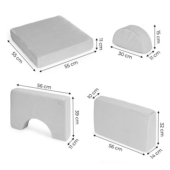 Canapea modulară pliabilă pentru copii mare cu 2 locuri DIY 10 perne moi - gri ECOTOYS