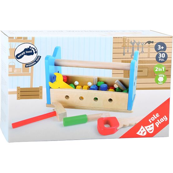small foot Banc de lucru din lemn și cutie cu unelte 2 în 1