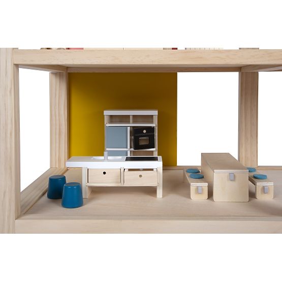 small foot Căsuță pentru păpuși cu mobilier, naturală
