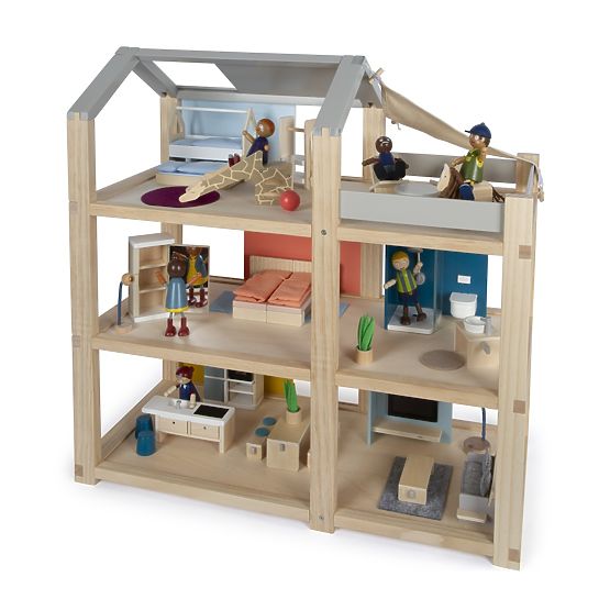 small foot Căsuță pentru păpuși cu mobilier, naturală
