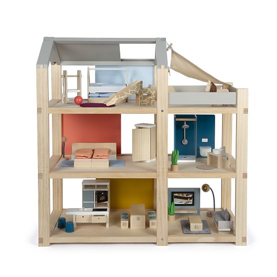 small foot Căsuță pentru păpuși cu mobilier, naturală