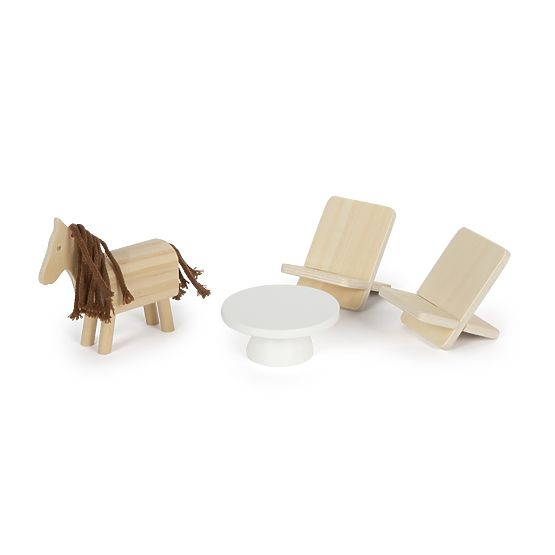 small foot Căsuță pentru păpuși cu mobilier, naturală