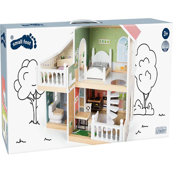 small foot Căsuță din lemn pentru păpuși cu terasă