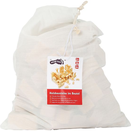 Small Foot Cuburi din lemn natural 100 buc