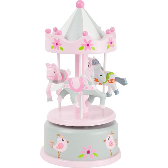 small foot Cutie muzicală carusel cu căluți roz