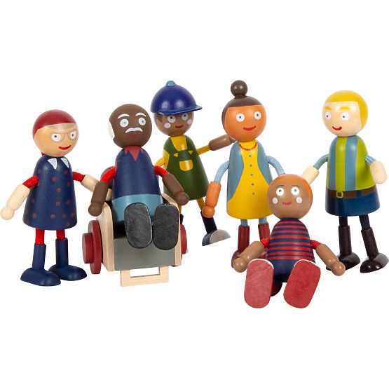 small foot Figurine din lemn familie cu scaun cu rotile