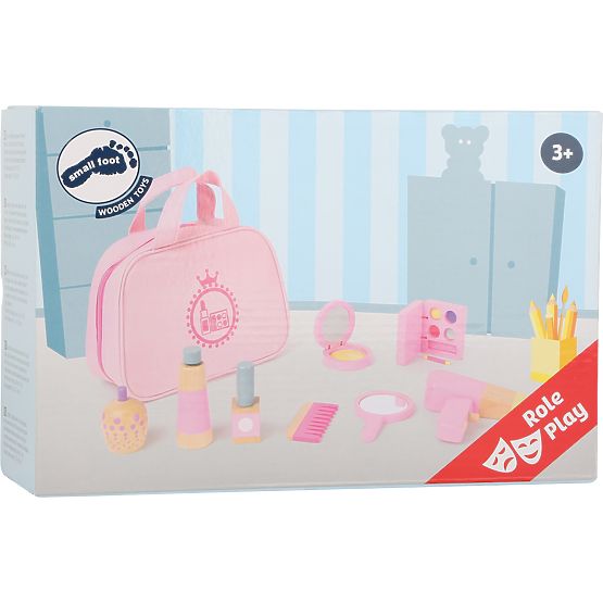 small foot Geantă de cosmetice pentru copii roz cu accesorii din lemn