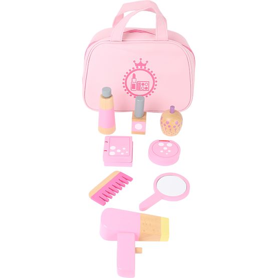 small foot Geantă de cosmetice pentru copii roz cu accesorii din lemn