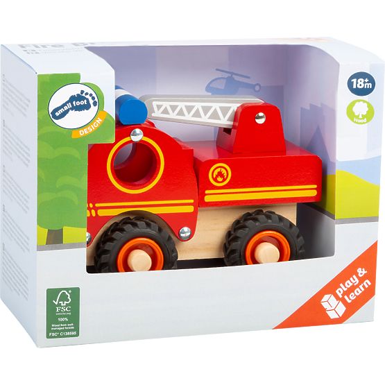 small foot Mașină de pompieri din lemn cu scară