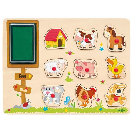 Ștampile și puzzle 2 în 1 fermă