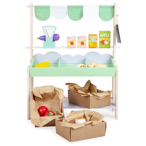 Stand de vânzare din lemn cu legume