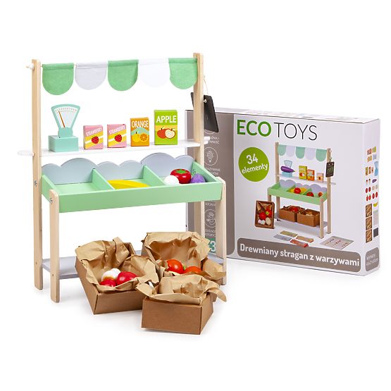 Stand de vânzare din lemn cu legume