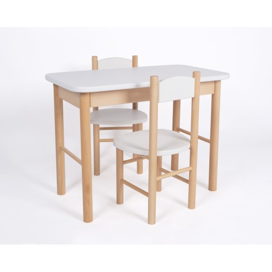 Set de masă și scaun Simple - alb
