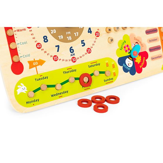Tablă de manipulare din lemn pentru copii calendar ceasuri ECOTOYS