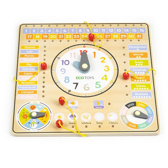 Tablă educațională din lemn - calendar