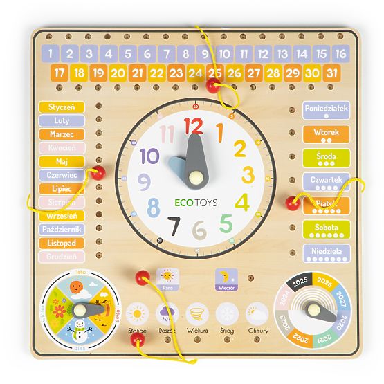 Tablă educațională din lemn - calendar
