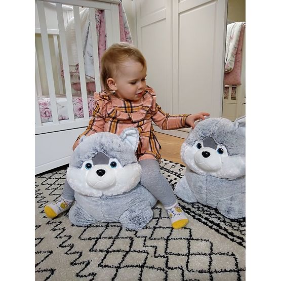 Taburet de pluș câine Husky scaun