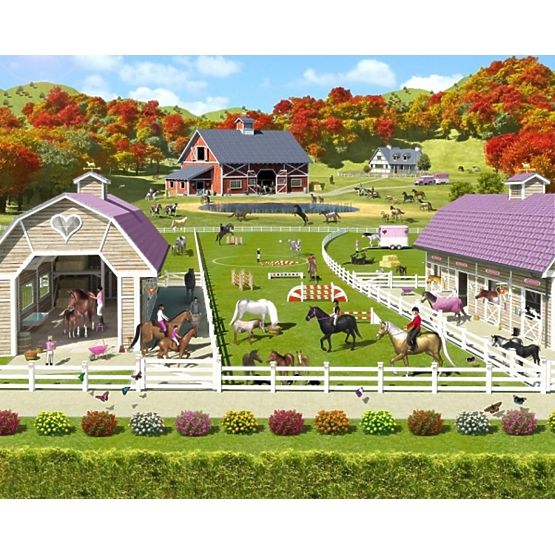 Tapetul 3D cu căluți și ponei