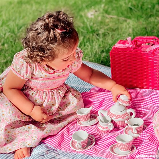 Tidlo Veselă de picnic în coș roz