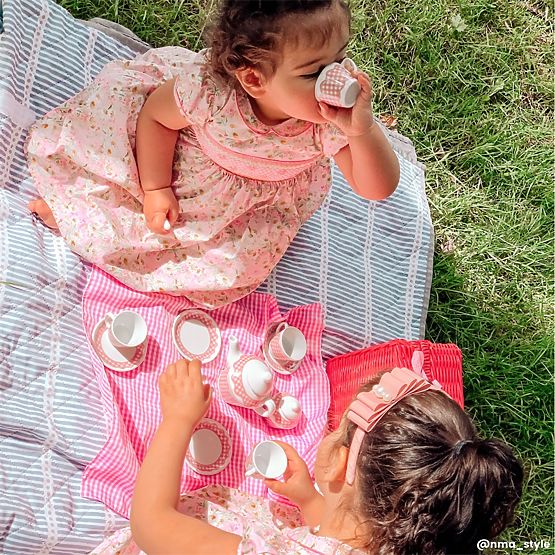 Tidlo Veselă de picnic în coș roz