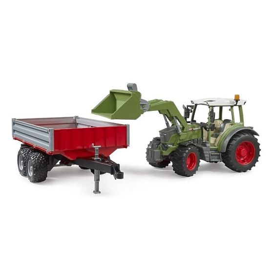 Tractor Bruder Fendt Vario 211 cu încărcător frontal și remorcă basculantă