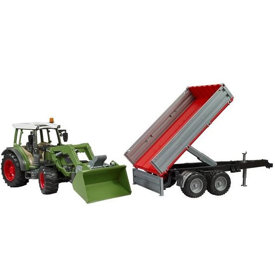 Tractor Bruder Fendt Vario 211 cu încărcător frontal și remorcă basculantă