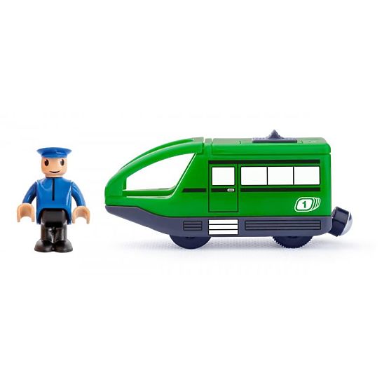 Tren cu conductor pe baterii verde