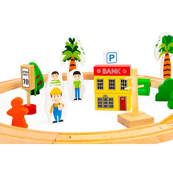 Tren de lemn 74 piese ECOTOYS