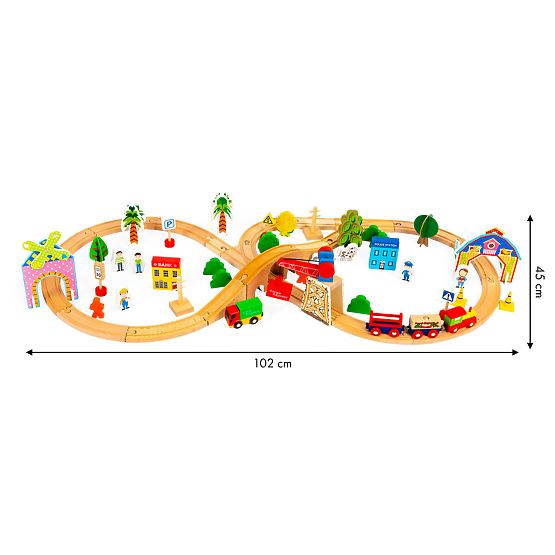 Tren de lemn 74 piese ECOTOYS