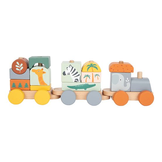 Tren Safari din lemn cu picioare mici