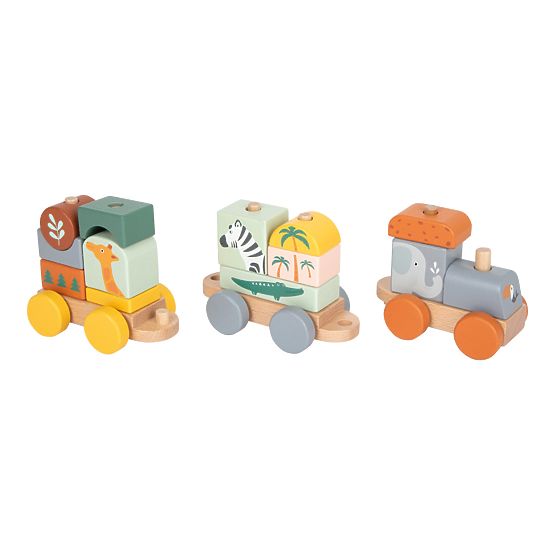 Tren Safari din lemn cu picioare mici