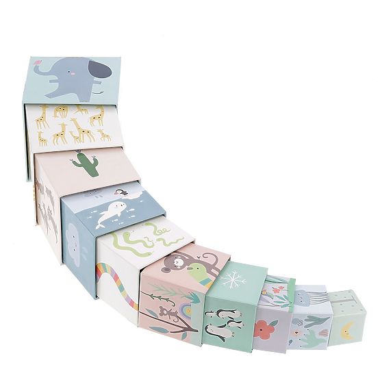 Turn de cuburi pliabil - animale ale lumii cu numere 1-10