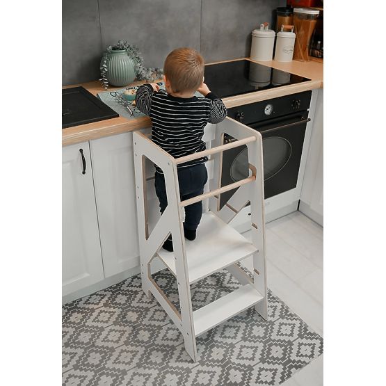 Turnul de învățare Montessori Pola Scandi - alb