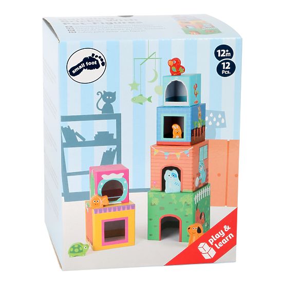 Turnul Small Foot Cube cu animale din lemn