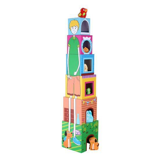 Turnul Small Foot Cube cu animale din lemn