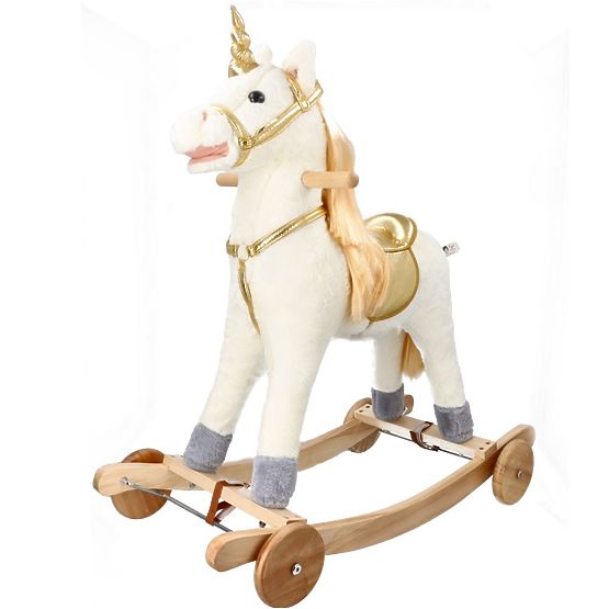 Unicorn balansoar auriu cu roți