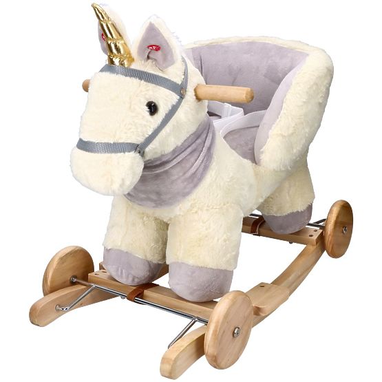 Unicorn de legănat cu scaun și roți