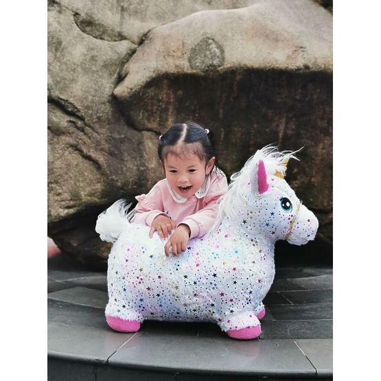 Unicorn săltăreț din cauciuc cu husă