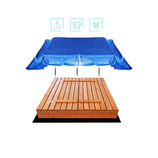 Ladă de nisip cu bănci închise 140 x 140 - impregnată